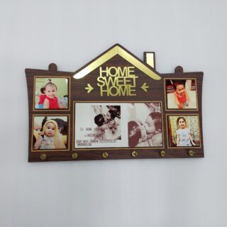 Wooden Frame With Key Holders and With Six Key Rings
