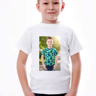 White Round Neck Half Sleeve T-Shirt Kids Sizes-Only Front Photo