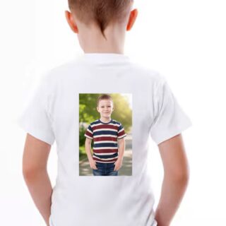 White Round Neck Half Sleeve T-Shirt Kids Sizes-Only back Photo