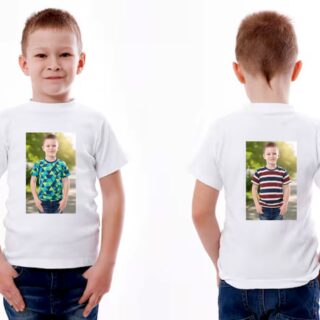 White Round Neck Haff Sleeve T-Shirt Kids Sizes-Only Front & Back