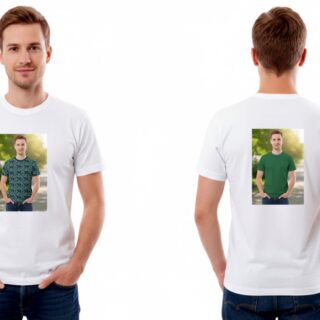 White Round Neck Half Sleeves Adult Sizes With Photo Double Side