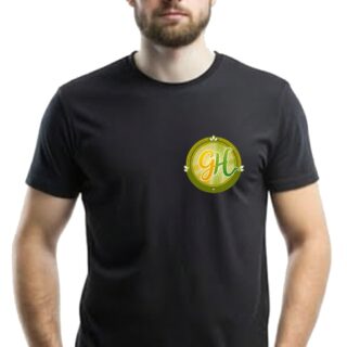 Black Round Neck Half Sleeves Adult Sizes With Logo Front Pocket