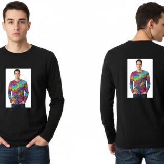 Black Round Neck Full Sleeves Adult Sizes With Photo Double Side