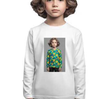 White Round Neck Full Sleeve Kids Sizes-Only Front Photo