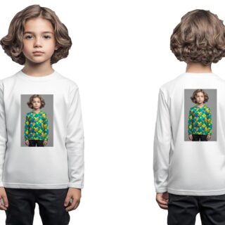 White Round Neck Full Sleeve Kids Sizes-Only Front & Back Photo