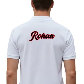White Collar T-Shirt Half Sleeves With Name Back A4