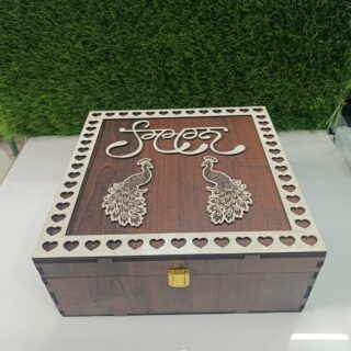 Openable Wooden Bangle Box with Mirror & Removable Partition Inside