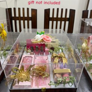 Openable Transparent Acrylic Hamper With Wooden Base(12x15x6)