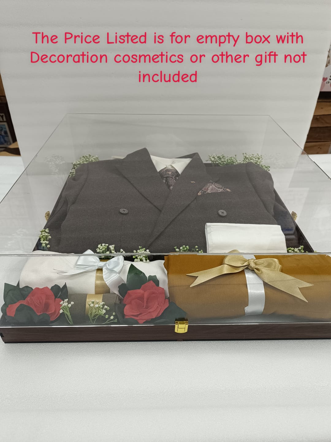 Openable Transparent Acrylic Hamper With Wooden Base(24x24x6)